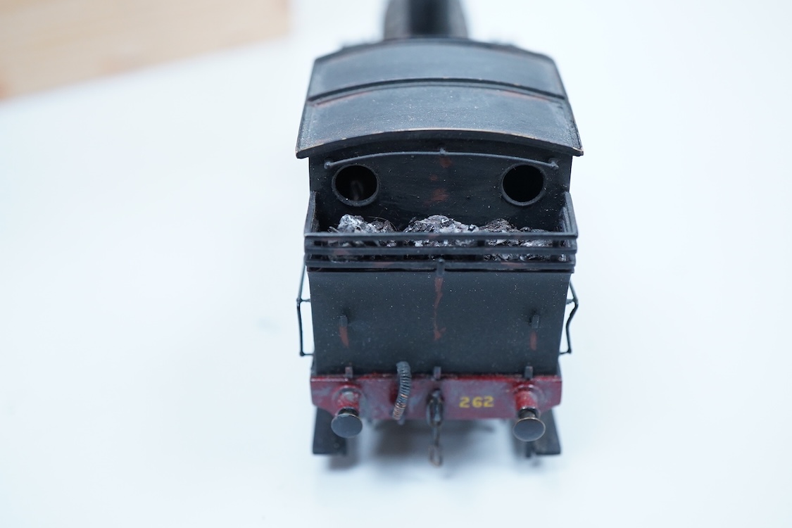 An EM gauge scratch built model railway locomotive by John Worsley, a Southern Railway Adams G6 0-6-0T, 262, a highly detailed model with opening smoke box door showing the details of the blast pipe and boiler tube ends,